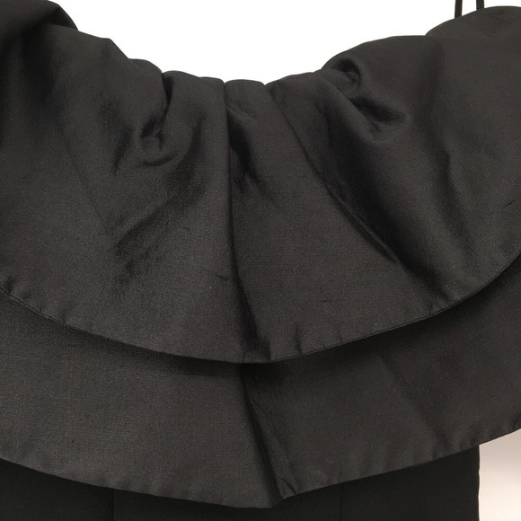 $2100 Rasario Women's Ruffled Off-the-Shoulder Black Column Dress Size 4 NWT - Picture 6 of 8
